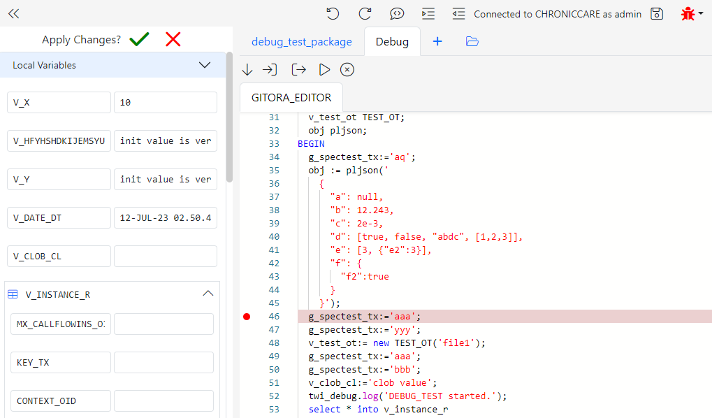 Gitora debugging tools